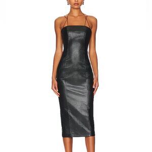 NWT Misha Revolve Dress Tiffany Black faux leather mini sheath Sz 2